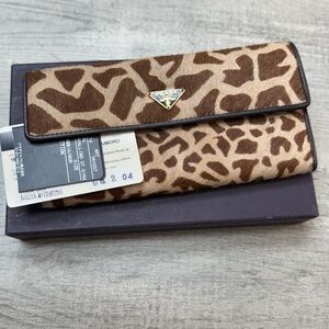 Prada Brown Leopard Print Wallet